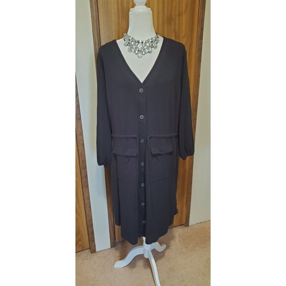 OLD NAVY DRESS COLOR BLACK LONG SLEEVE RAYON/VISCOSE  SIZE 2X - Picture 1 of 7